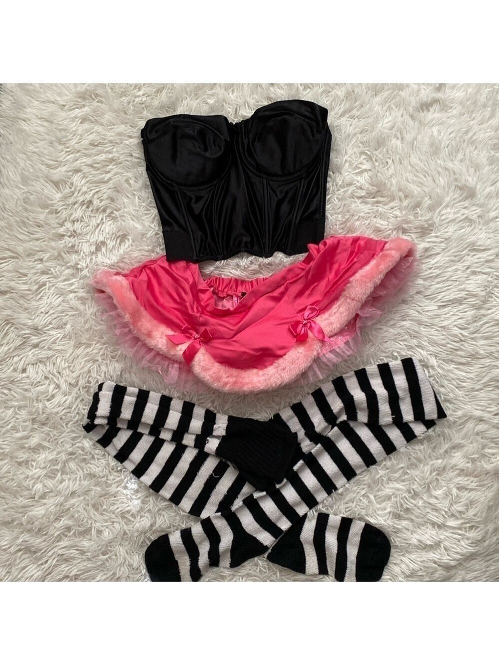 Victoria's secret Santa baby skirt & corset w/thigh socks